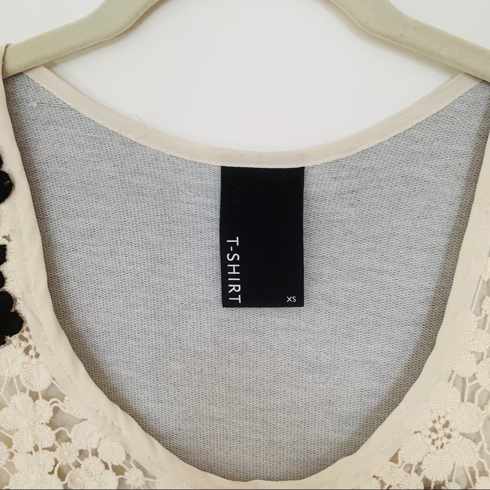 Anthropologie Dolan Crochet Ivory Black Floral Tank Women’s size extra small​​ - Picture 2 of 8